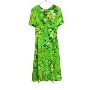 Vintage Royal Hawaiian Dress Maxi Green Hibiscus Floral Size Medium ?